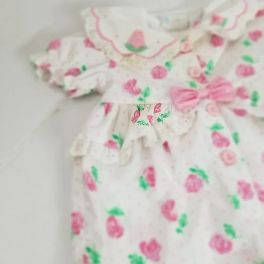 Floral Baby Romper with Pink Roses